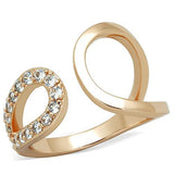 IP Rose Gold(Ion Plating) Stainless Steel Ring with AAA Grade CZ  in Clear
