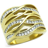 Two-Tone IP Gold (Ion Plating) Stainless Steel Ring with AAA Grade CZ  in Clear