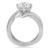 High polished (no plating) Stainless Steel Ring with AAA Grade CZ  in Clear