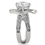 High polished (no plating) Stainless Steel Ring with AAA Grade CZ  in Clear