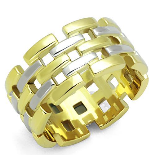 Two-Tone IP Gold (Ion Plating) Stainless Steel Ring with No Stone