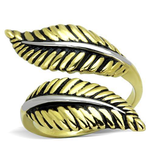 Two-Tone IP Gold (Ion Plating) Stainless Steel Ring with Epoxy  in Jet