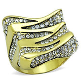 IP Gold(Ion Plating) Stainless Steel Ring with Top Grade Crystal  in Clear