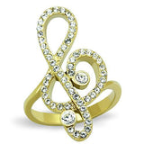 IP Gold(Ion Plating) Stainless Steel Ring with Top Grade Crystal  in Clear