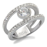 High polished (no plating) Stainless Steel Ring with AAA Grade CZ  in Clear