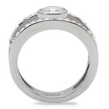 High polished (no plating) Stainless Steel Ring with AAA Grade CZ  in Clear