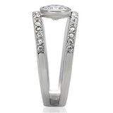 High polished (no plating) Stainless Steel Ring with AAA Grade CZ  in Clear