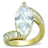 IP Gold(Ion Plating) Stainless Steel Ring with AAA Grade CZ  in Clear
