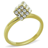 IP Gold(Ion Plating) Stainless Steel Ring with Top Grade Crystal  in Clear