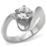 High polished (no plating) Stainless Steel Ring with AAA Grade CZ  in Clear