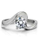 High polished (no plating) Stainless Steel Ring with AAA Grade CZ  in Clear