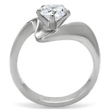 High polished (no plating) Stainless Steel Ring with AAA Grade CZ  in Clear