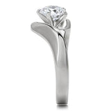 High polished (no plating) Stainless Steel Ring with AAA Grade CZ  in Clear