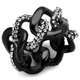 IP Black(Ion Plating) Stainless Steel Ring with Top Grade Crystal  in Black Diamond