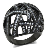 IP Black(Ion Plating) Stainless Steel Ring with AAA Grade CZ  in Clear