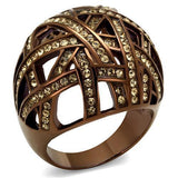 IP Coffee light Stainless Steel Ring with Top Grade Crystal  in Citrine Yellow