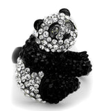 Two-Tone IP Black Stainless Steel Ring with Top Grade Crystal  in Black Diamond