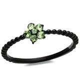 IP Black(Ion Plating) Stainless Steel Ring with Top Grade Crystal  in Peridot