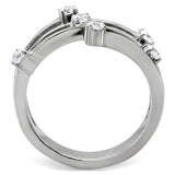 High polished (no plating) Stainless Steel Ring with Top Grade Crystal  in Clear