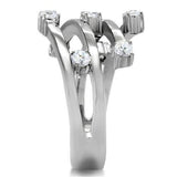 High polished (no plating) Stainless Steel Ring with Top Grade Crystal  in Clear