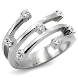 High polished (no plating) Stainless Steel Ring with Top Grade Crystal  in Clear