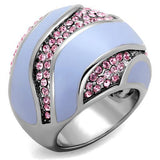 High polished (no plating) Stainless Steel Ring with Top Grade Crystal  in Light Rose
