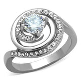 High polished (no plating) Stainless Steel Ring with AAA Grade CZ  in Clear
