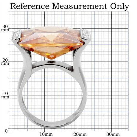 TK174 - High polished (no plating) Stainless Steel Ring with AAA Grade CZ  in Champagne