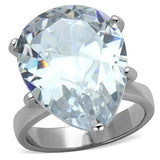 High polished (no plating) Stainless Steel Ring with AAA Grade CZ  in Clear