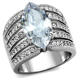 High polished (no plating) Stainless Steel Ring with AAA Grade CZ  in Clear