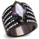 IP Dark Brown (IP coffee) Stainless Steel Ring with AAA Grade CZ  in Amethyst