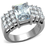 High polished (no plating) Stainless Steel Ring with AAA Grade CZ  in Clear