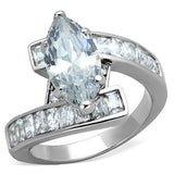 High polished (no plating) Stainless Steel Ring with AAA Grade CZ  in Clear