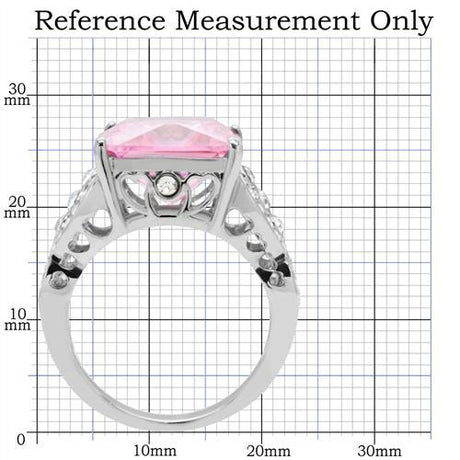 High polished (no plating) Stainless Steel Ring with AAA Grade CZ  in Rose