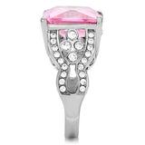 High polished (no plating) Stainless Steel Ring with AAA Grade CZ  in Rose