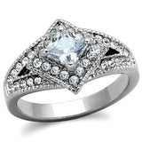 High polished (no plating) Stainless Steel Ring with AAA Grade CZ  in Clear