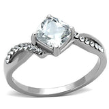 High polished (no plating) Stainless Steel Ring with AAA Grade CZ  in Clear