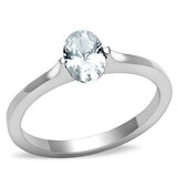 High polished (no plating) Stainless Steel Ring with AAA Grade CZ  in Clear