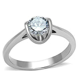 High polished (no plating) Stainless Steel Ring with AAA Grade CZ  in Clear