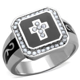 High polished (no plating) Stainless Steel Ring with AAA Grade CZ  in Clear