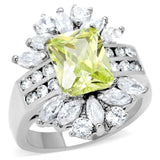 High polished (no plating) Stainless Steel Ring with AAA Grade CZ  in Apple Green color