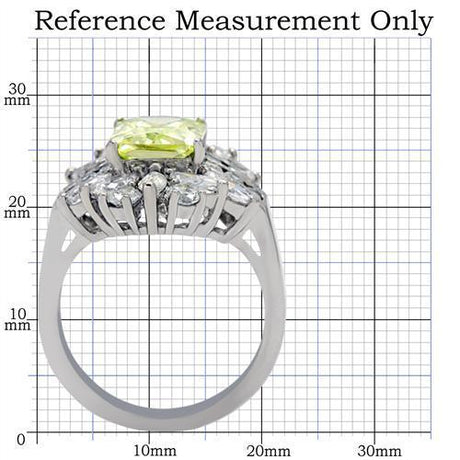 High polished (no plating) Stainless Steel Ring with AAA Grade CZ  in Apple Green color