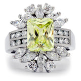 High polished (no plating) Stainless Steel Ring with AAA Grade CZ  in Apple Green color
