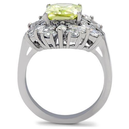 High polished (no plating) Stainless Steel Ring with AAA Grade CZ  in Apple Green color