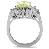 High polished (no plating) Stainless Steel Ring with AAA Grade CZ  in Apple Green color