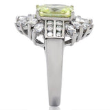 High polished (no plating) Stainless Steel Ring with AAA Grade CZ  in Apple Green color