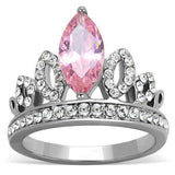 High polished (no plating) Stainless Steel Ring with AAA Grade CZ  in Rose
