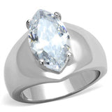 High polished (no plating) Stainless Steel Ring with AAA Grade CZ  in Clear