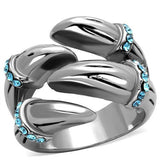 High polished (no plating) Stainless Steel Ring with Top Grade Crystal  in Sapphire