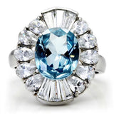 High polished (no plating) Stainless Steel Ring with Synthetic Spinel in London Blue